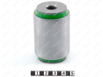 Low control arm silent block, front suspension, pressed-in, Product Code 7-06-0211, Polyurethane, PU54/M80/green, Image №1