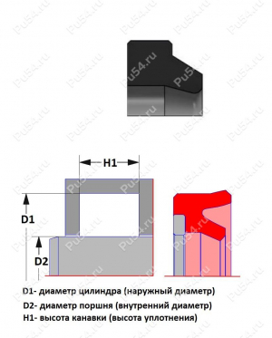 Грязесъемник тип DA105 25*33*4/7, Product Code 70-02-002586, Polyurethane, PU54/M92/красный, Image №1
