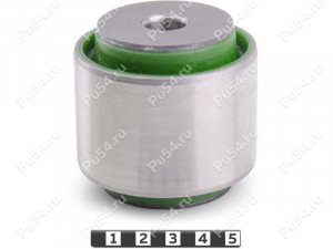 Low trailing arm silent block, rear suspension, pressed-in, Product Code 1-06-2671, Polyurethane, PU54/M80/green, Image №1