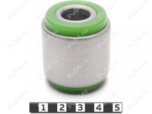 Trailing arm silent block, rear suspension. (hub), OD=34.2 mm, Product Code 1-06-5002, Polyurethane, PU54/M80/green, Image №1