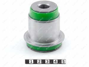 Lower control arm rear silent block, front suspension, pressed-in, Product Code 7-06-0221, Polyurethane, PU54/M80/green, Image №1