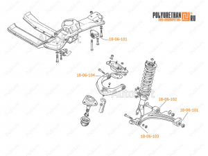 Silent blocks set for Volga 31105 (front suspension), Product Code 18-21-003, Polyurethane, Image №2