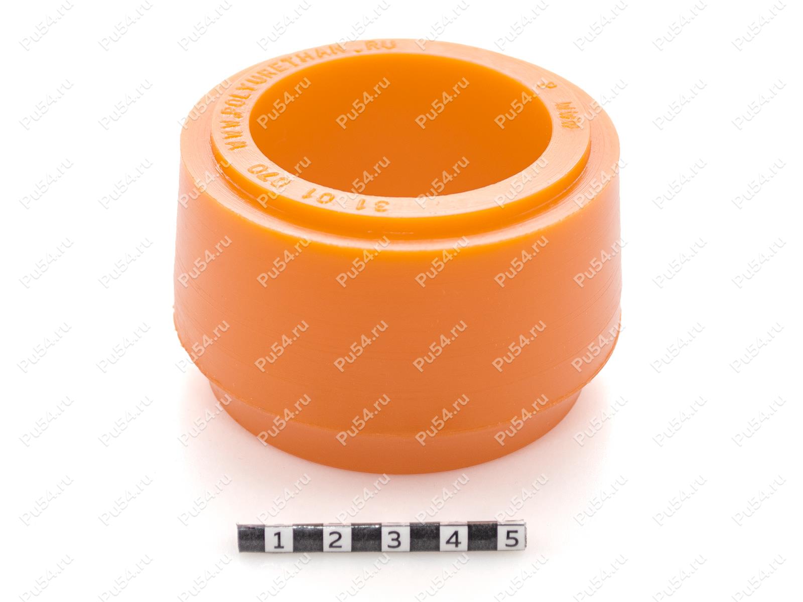 Lateral rod bushing, rear suspension LiAZ bus, Product Code 31-01-070, Polyurethane, PU54i/K72/темно-оранжевый, Image №1