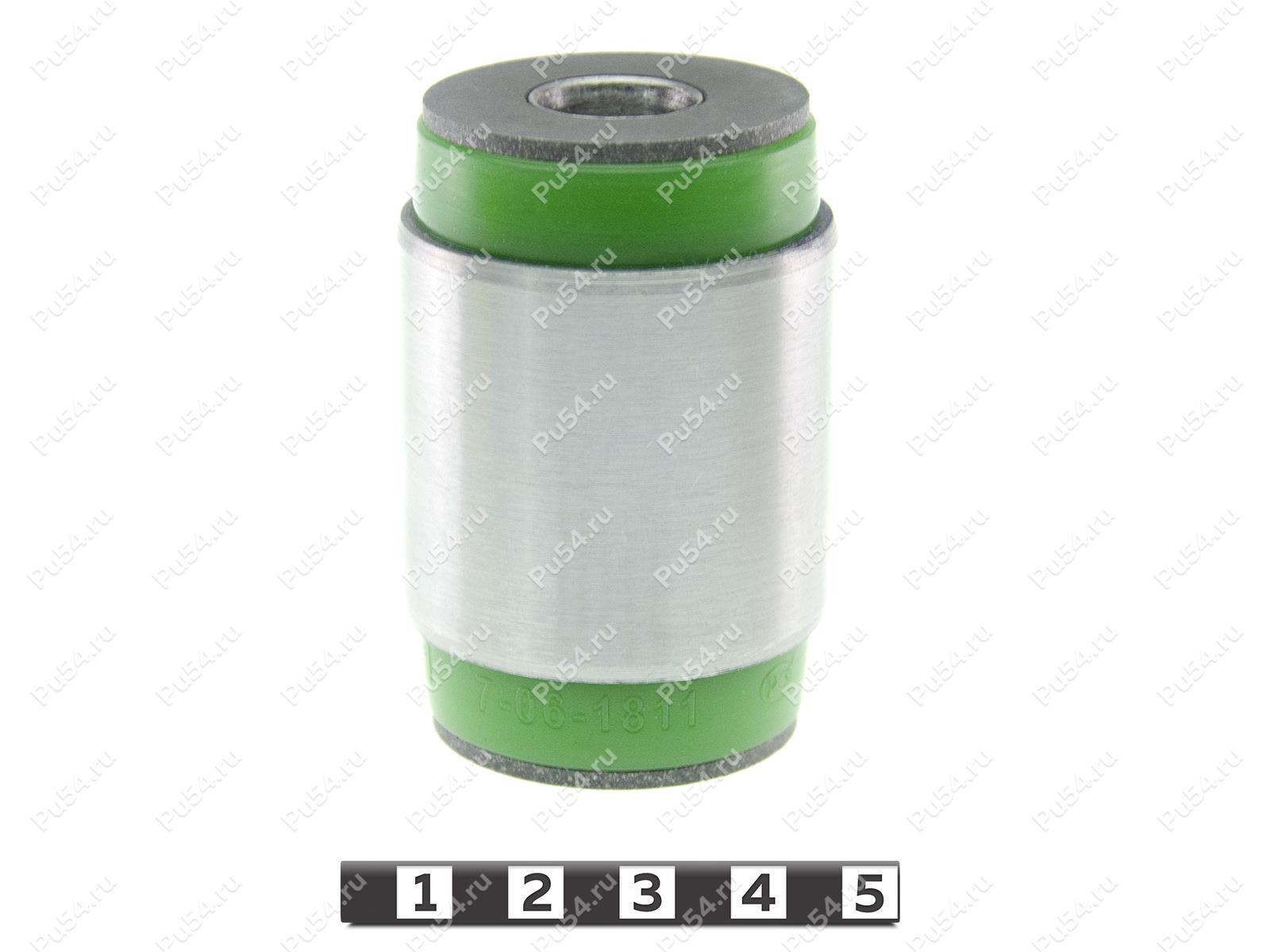 Control arm silent block, front suspension, pressed-in, Product Code 7-06-1811, Polyurethane, PU54/M80/green, Image №1