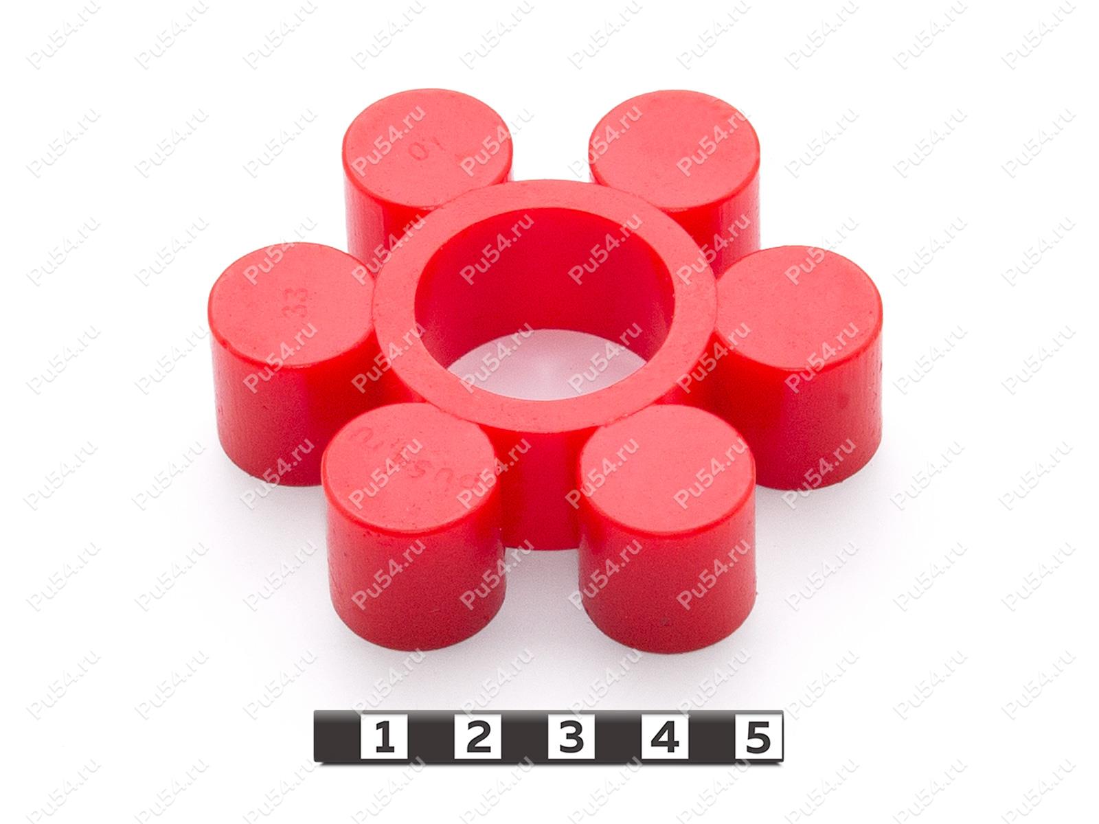 Вставка упругой муфты эластичная D74,5 x d28.5 x H19.5 (звездочка), Product Code 33-01-1734, Polyurethane, PU54/M92/красный, Image №1