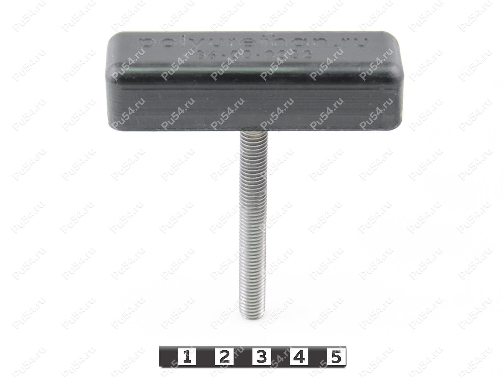 Clamping Wing Handle (T-shaped, M8 screw, stainless steel), Product Code 36-00-0032, Polyurethane, PU54/M80/black, Image №1