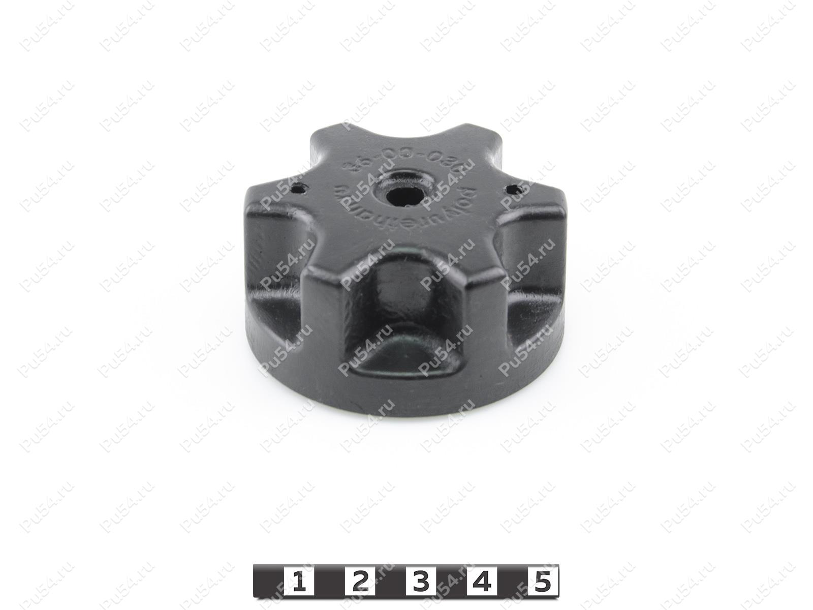 Clamping Star Knob (6-lobed, M8 nut), Product Code 36-00-030, Polyurethane, PU54/M80/black, Image №1