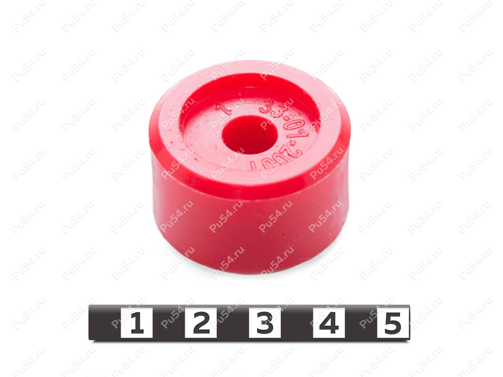 Ролик станка укупорки пластиковых крышек D33 x d9 x H20, Product Code 33-01-2001, Polyurethane, PU54/K65/красный, Image №1