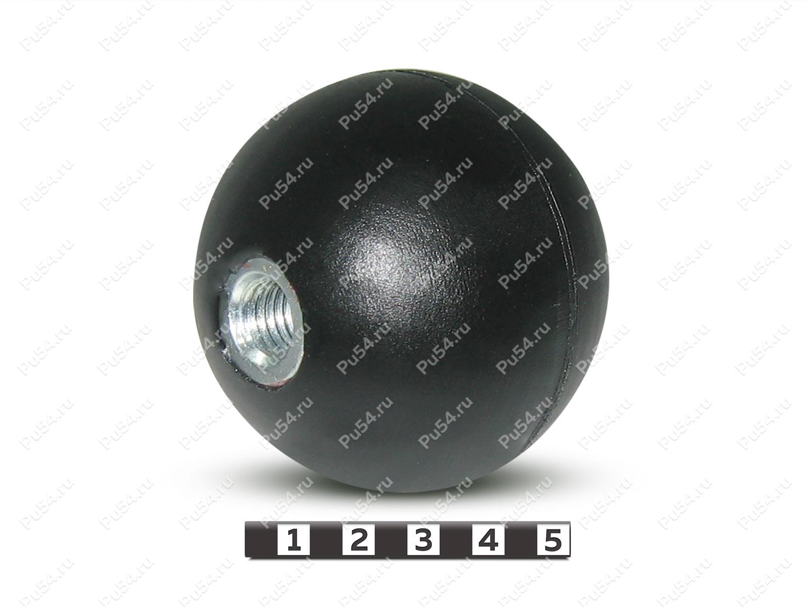 Polyurethane vented ball (M12), type 1 (black), Product Code 62-12-065-01, Polyurethane, PU54/K72/черный, Image №1