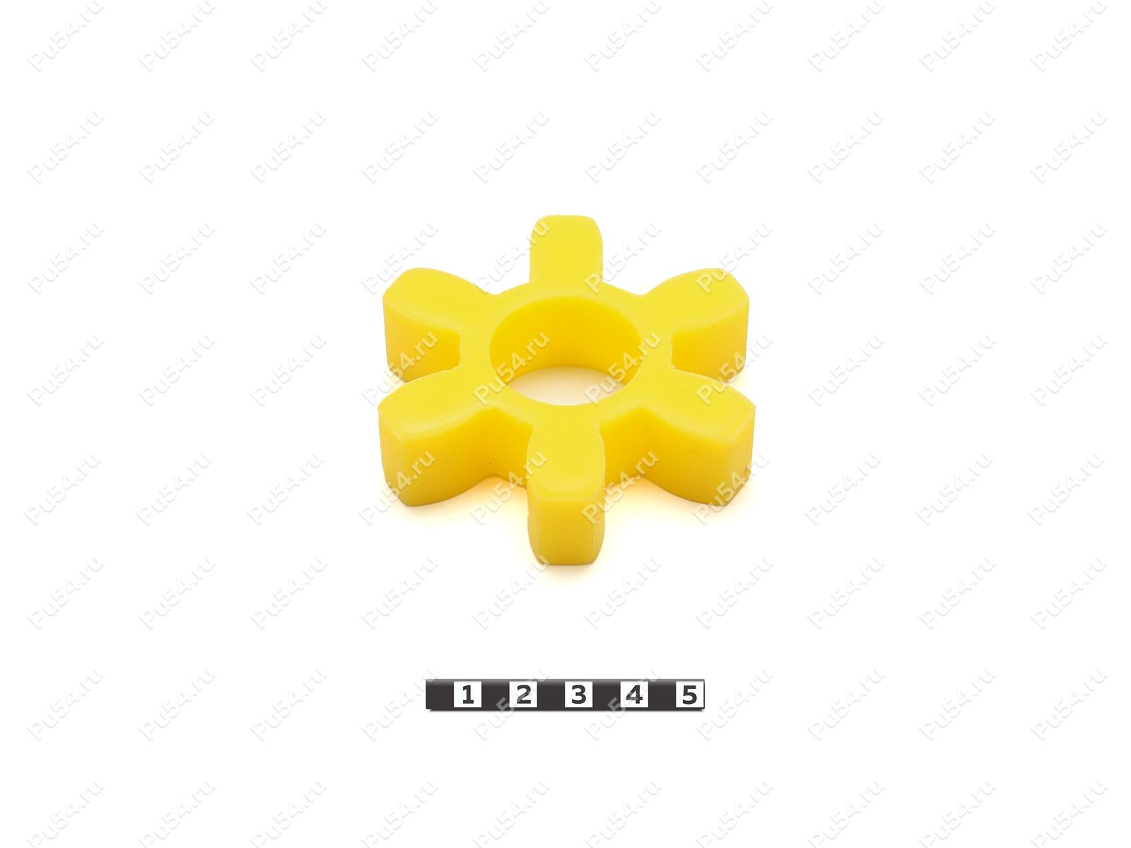 Вставка упругой муфты эластичная (звездочка) D77 x d29.5 x H19, Product Code 33-01-1593, Polyurethane, PU54/M95/желтый, Image №1